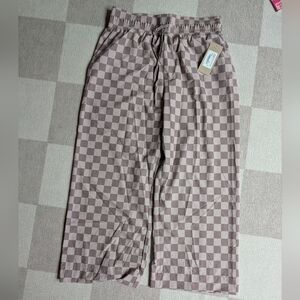 Albion Fit - Audrey Wide Leg Pant - Brown Checker - L Tall